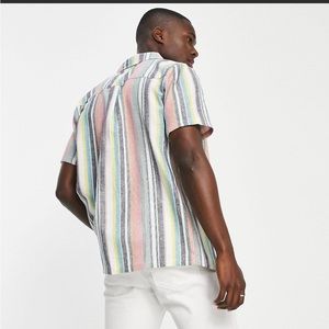 Men’s Native Youth sydney striped revere collar shirt in light blue